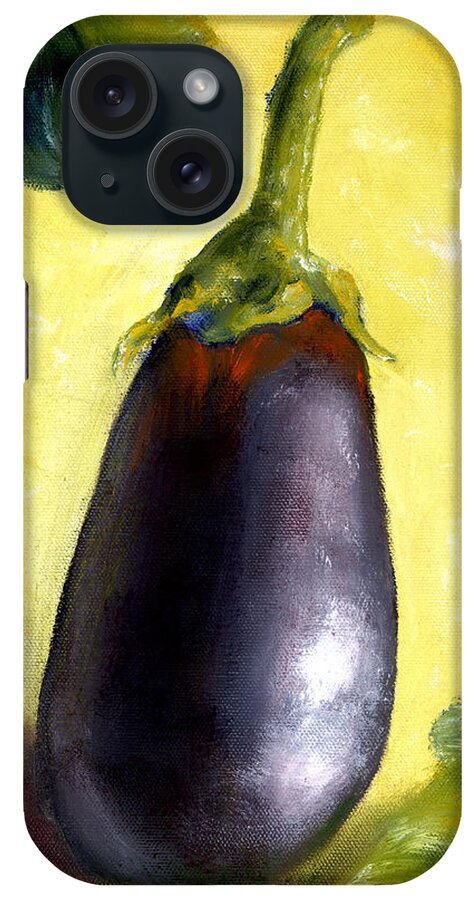 Fruit iPhone Case featuring the painting Deep Purple Eggplant Still Life by Lenora De Lude