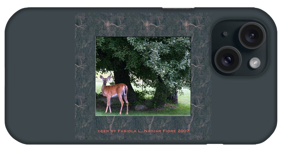 Deer iPhone Case featuring the photograph Deer Solo with Trees by Fabiola L Nadjar Fiore