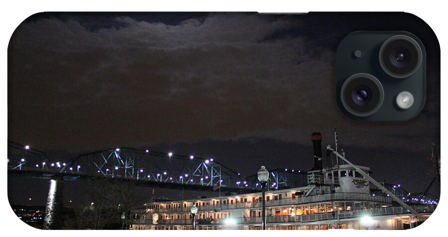 Delta Queen Steamboat iPhone Case featuring the photograph Delta Queen Under a Full Moon by Kathy White