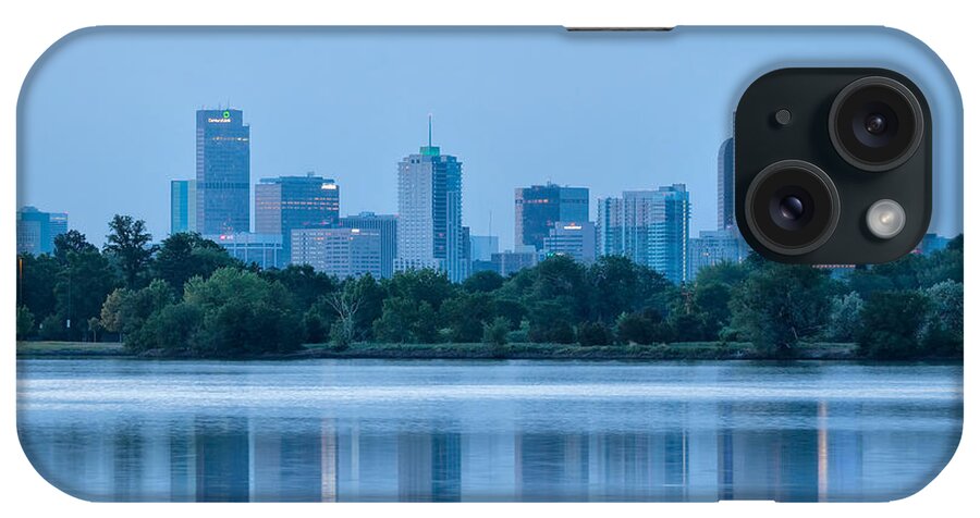 Blue Hour At Sloans Lake With The Denver Skyline Reflecting In The Lake iPhone Case featuring the photograph Denver Colorado by Ronda Kimbrow