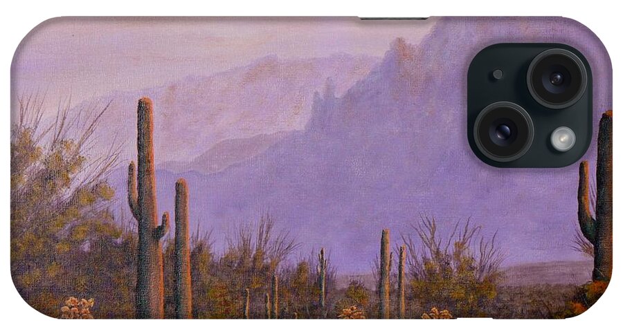 Acrylic iPhone Case featuring the painting Desert Dusk by Ray Nutaitis