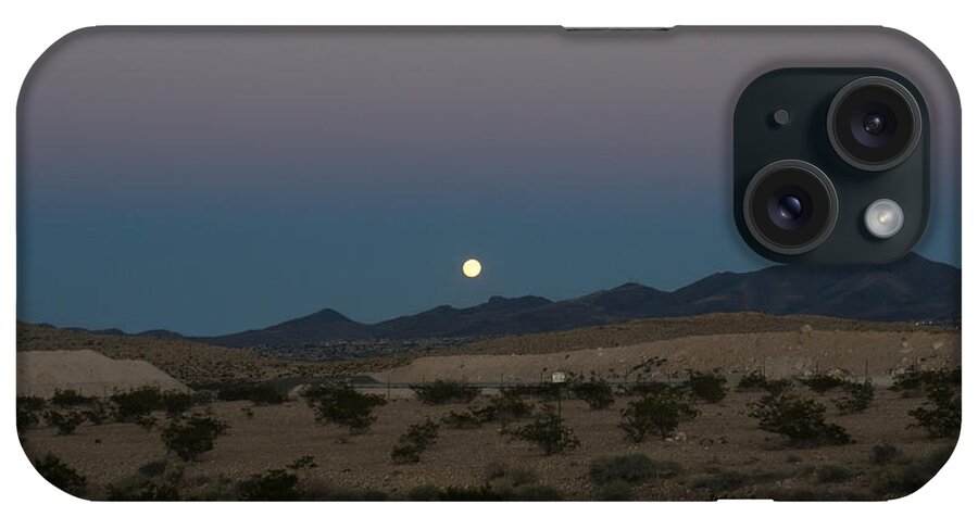 Moon Desert Landscape iPhone Case featuring the photograph Desert Moon-1 by William Kimble