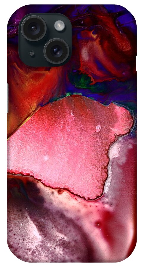 Red Abstract Art iPhone Case featuring the painting Devil's Tongue. by Serg Wiaderny
