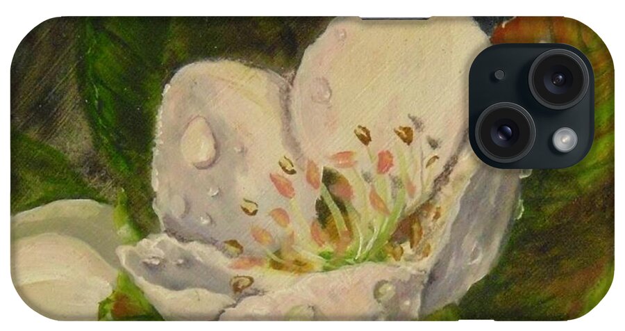 Pear iPhone Case featuring the painting Dew of Pear's Blooms by Nicole Angell