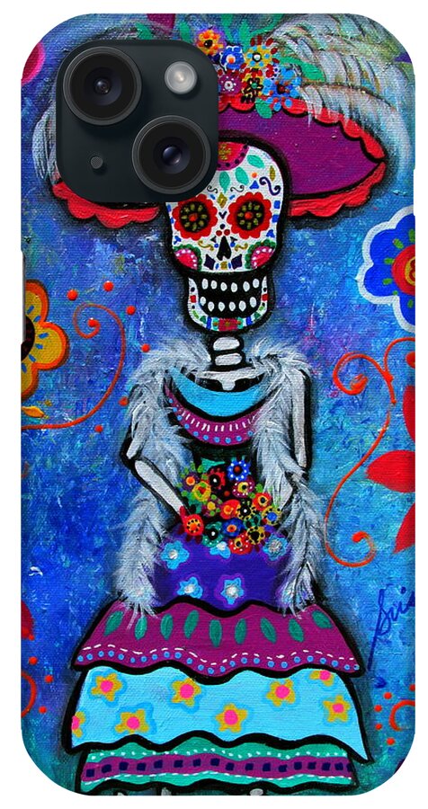Diego Rivera iPhone Case featuring the painting Dia De Los Muertos Catrina by Pristine Cartera Turkus