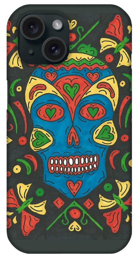 Skull iPhone Case featuring the painting Dia De Los Muertos by Susie Weber