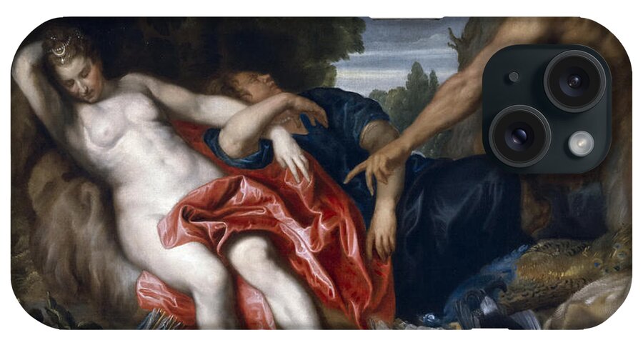 Anthony Van Dyck iPhone Case featuring the painting Diana and her Nymph surprised by Satyr by Anthony van Dyck