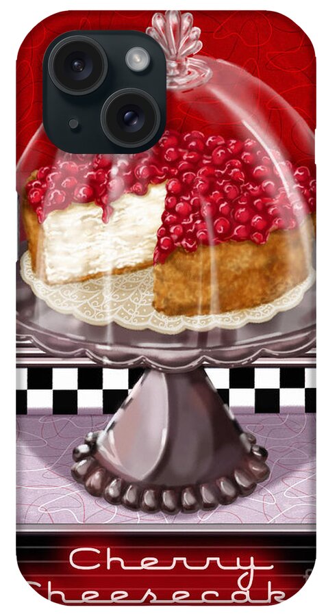 Chocolate iPhone Case featuring the mixed media Diner Desserts - Cherry Cheesecake by Shari Warren