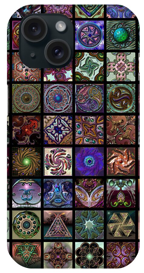 A Quilt And Collection Of 54 dingbat Images. These Are Fonts That I Sell At The Dingbatcave (dingbatcave.com). Each Little Quilt Square Is A Work Of Art In Itself Featuring One letter Or Icon From One Of My Many Fonts. iPhone Case featuring the digital art Dingbat Quilt by Ann Stretton