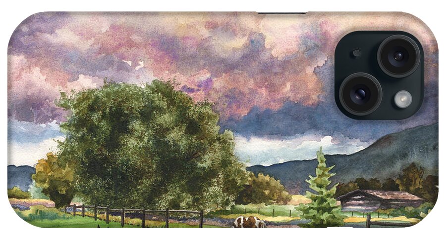 Horse Painting iPhone Case featuring the painting Dinner at Dusk by Anne Gifford