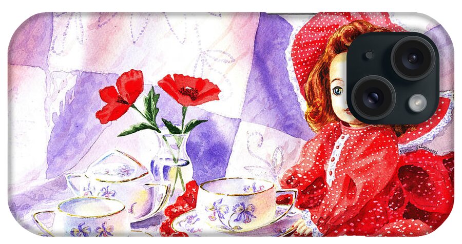 Doll iPhone Case featuring the painting Doll At The Tea Party by Irina Sztukowski