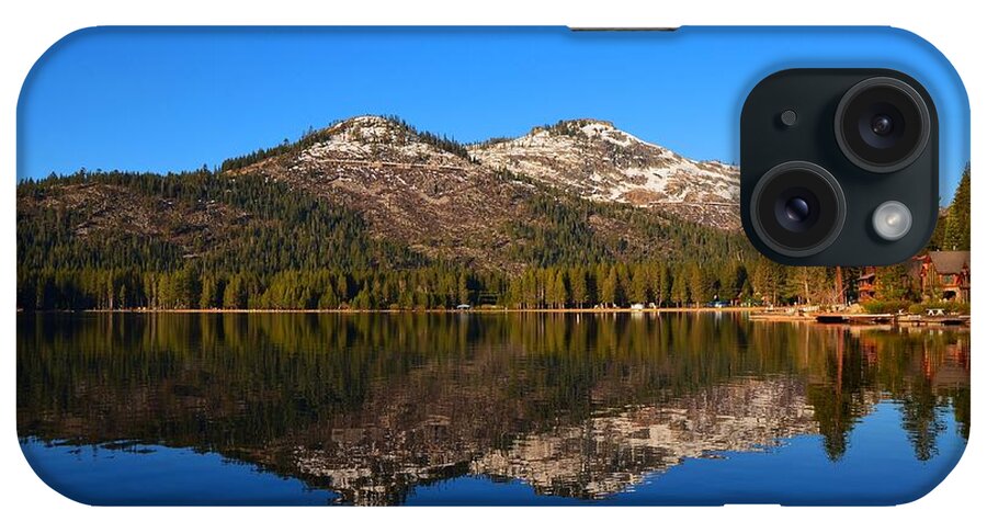 Donner Lake Ca iPhone Case featuring the photograph Donner Lake Cabin Reflection by Marilyn MacCrakin