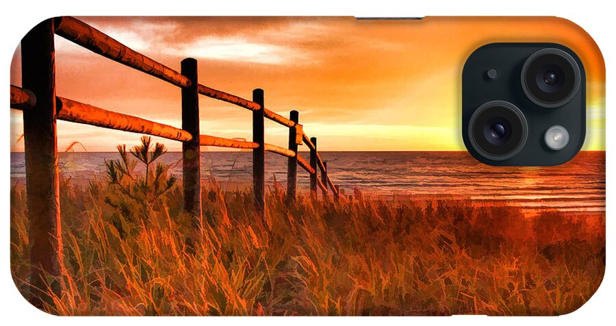 Door County iPhone Case featuring the painting Door County Europe Bay Fence Sunrise by Christopher Arndt