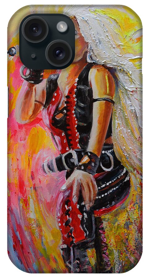 Music iPhone Case featuring the painting Doro Pesch by Miki De Goodaboom