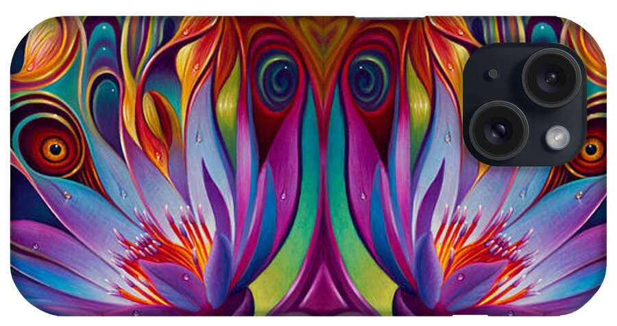Lotus iPhone Case featuring the painting Double Floral Fantasy by Ricardo Chavez-Mendez