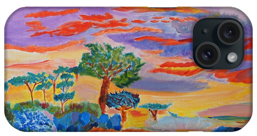 Sunset iPhone Case featuring the painting Candy coated Monterey Sunset by Meryl Goudey