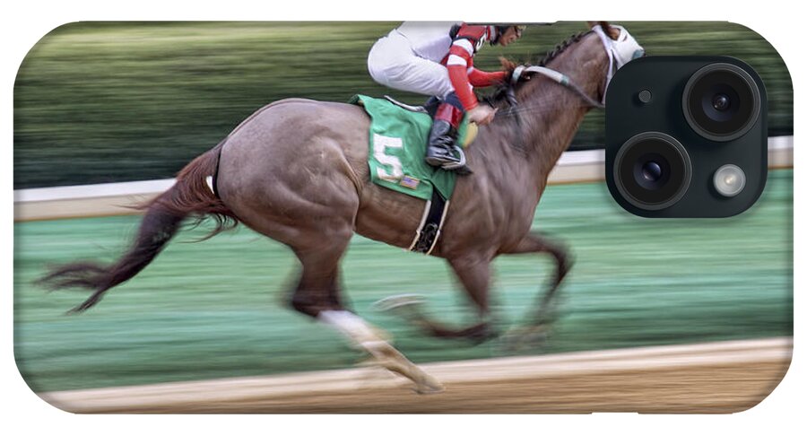 Horse Racing iPhone Case featuring the photograph Down the Stretch - Horse Racing - Jockey by Jason Politte