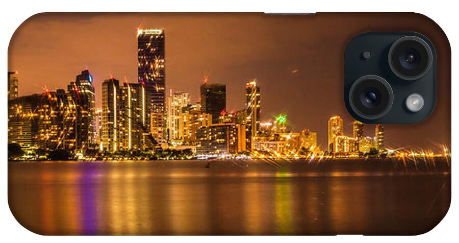 Downtown iPhone Case featuring the photograph Downtown Miami Reflection Panoramic by George Kenhan