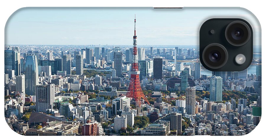 Tokyo Tower iPhone Case featuring the photograph Downtown Skyline With Tokyo Tower by Tom Bonaventure