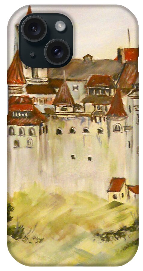 Dracula iPhone Case featuring the painting Dracula's Castle in Bran Romania by Dorothy Maier