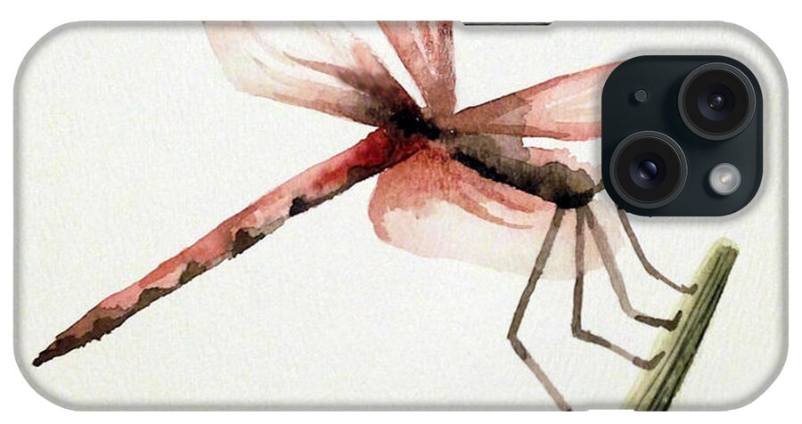 Dragonfly iPhone Case featuring the painting Dragonfly by Lynellen Nielsen