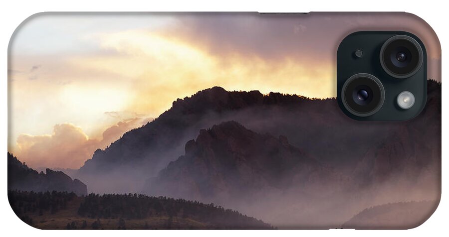Scenics iPhone Case featuring the photograph Dramatic Smoke And Fog Mountain Scene by Beklaus