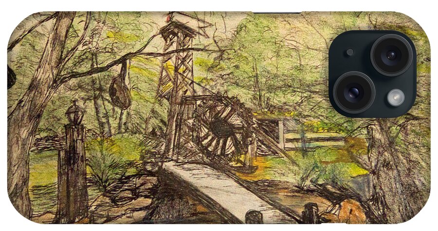 Pen & Ink Sketch Sketcg iPhone Case featuring the drawing Drawing with color by Kathy Knopp