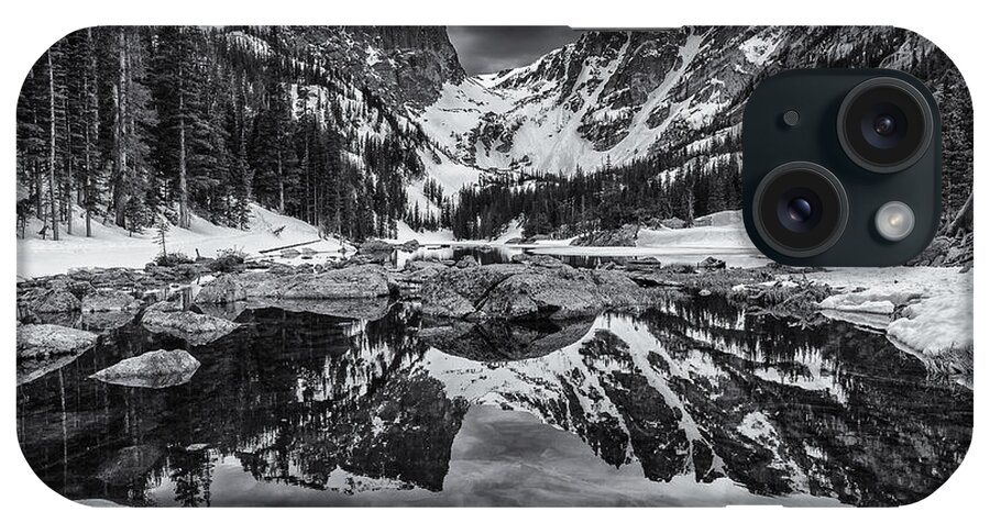 Rocky Mountain iPhone Case featuring the photograph Dream Lake Morning Monochrome by Darren White
