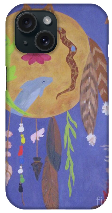 Spirit Shield iPhone Case featuring the painting Dream Spirit Shield by Ellen Levinson