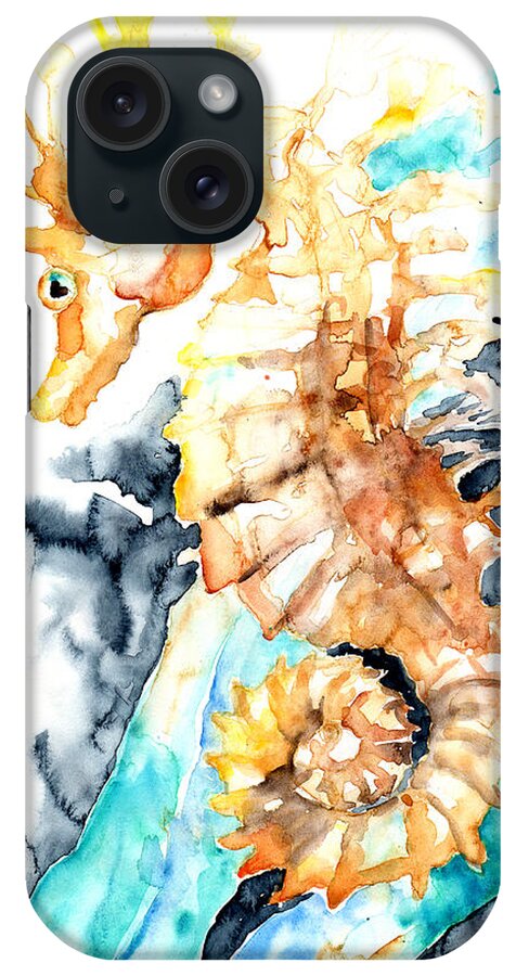 Barbara Pommerenke iPhone Case featuring the painting Dreaming Of A Seahorse by Barbara Pommerenke