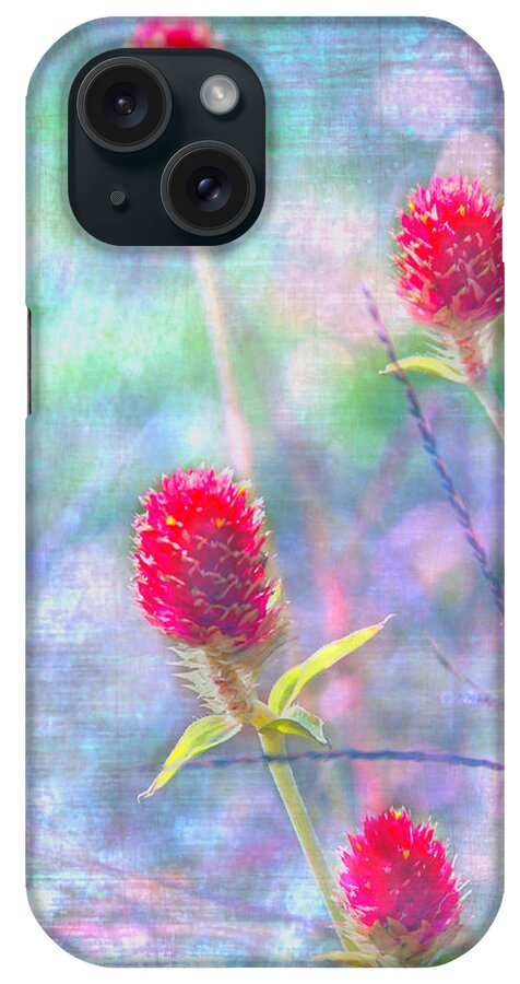 Karen Stephenson Photography iPhone Case featuring the photograph Dreamy Red Spiky Flowers by Karen Stephenson