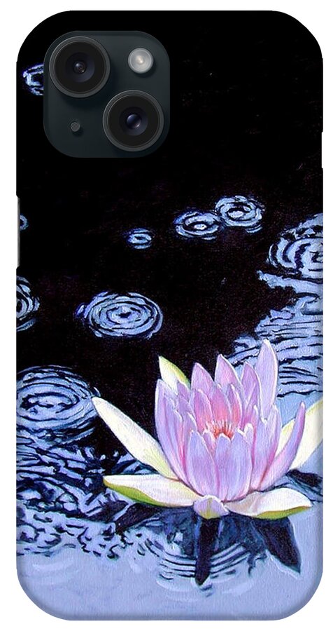 Water Lily iPhone Case featuring the painting Droplets Dark to Light by John Lautermilch