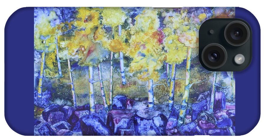 Aspen iPhone Case featuring the painting Dry Creek Aspens by Nancy Jolley