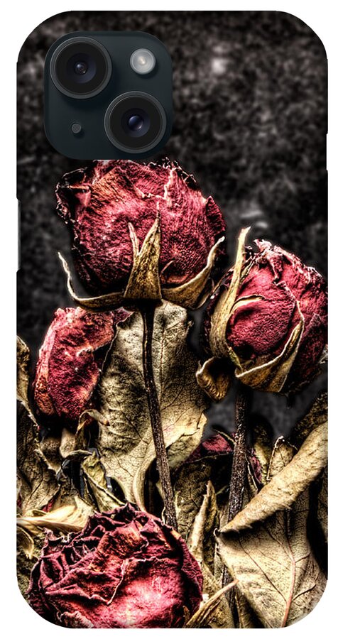 Dry Roses iPhone Case featuring the photograph Dry Roses In Black by Weston Westmoreland