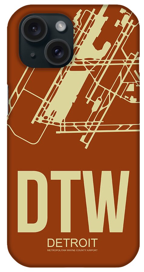  iPhone Case featuring the digital art DTW Detroit Airport Poster 2 by Naxart Studio