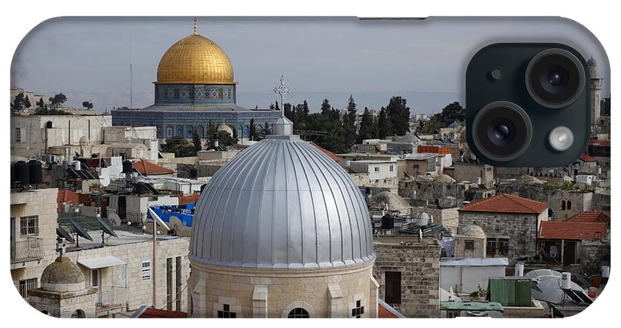 Dome Of The Rock iPhone Case featuring the photograph Dueling Faith in Jerusalem by Rita Adams