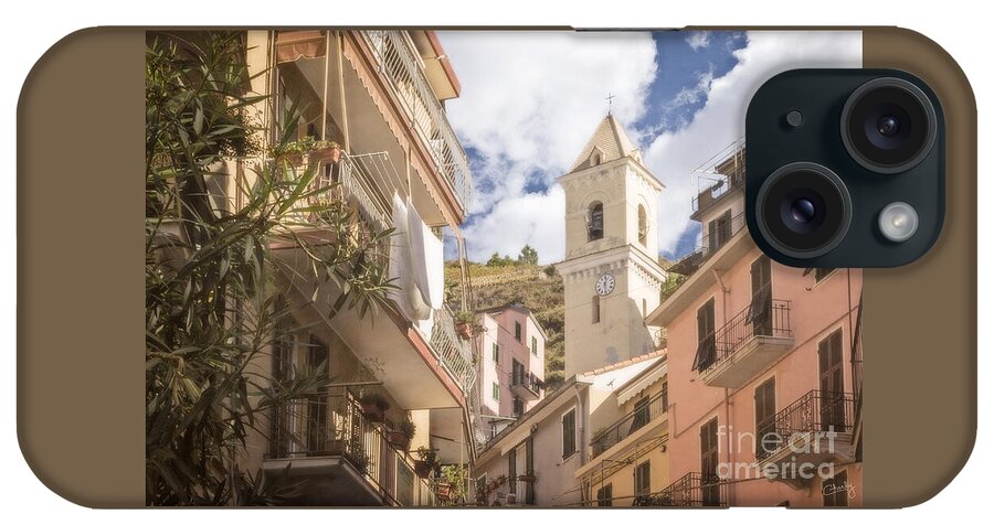 Cinque Terre iPhone Case featuring the photograph Duomo Bell Tower of Manarola by Prints of Italy