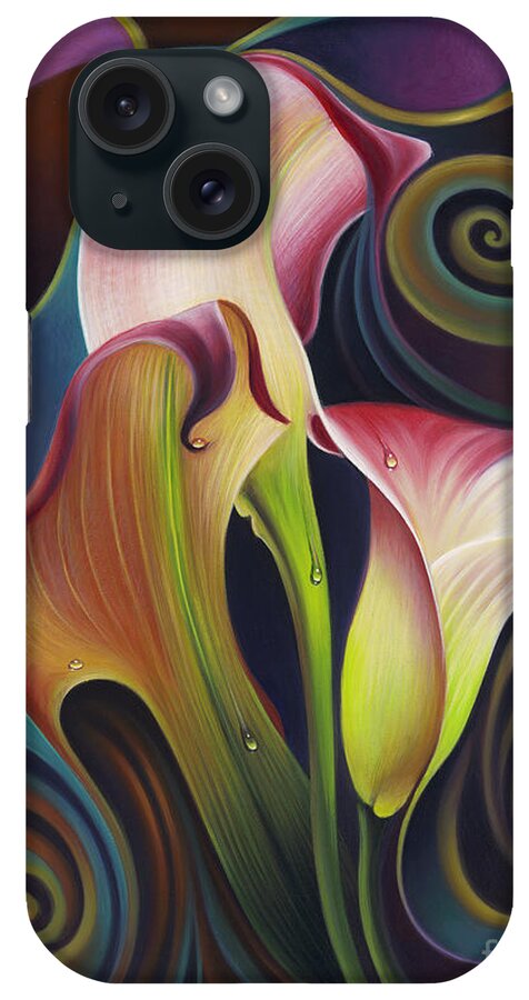 Calalily iPhone Case featuring the painting Dynamic Floral 4 Cala Lillies by Ricardo Chavez-Mendez