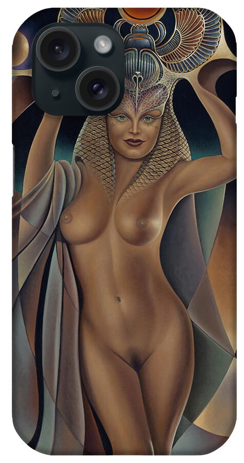 Nude-art iPhone Case featuring the painting Dynamic Queen 5 by Ricardo Chavez-Mendez