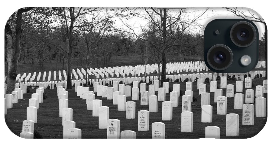 Eagle Point National Cemetery iPhone Case featuring the photograph Eagle Point National Cemetery in Black and White by Mick Anderson