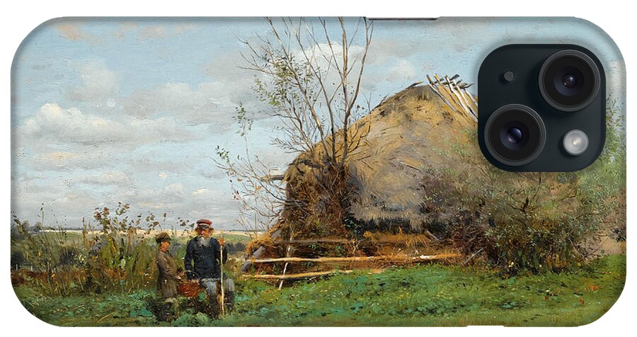 Vladimir Makovsky iPhone Case featuring the painting Early Autumn in the Village by Vladimir Makovsky