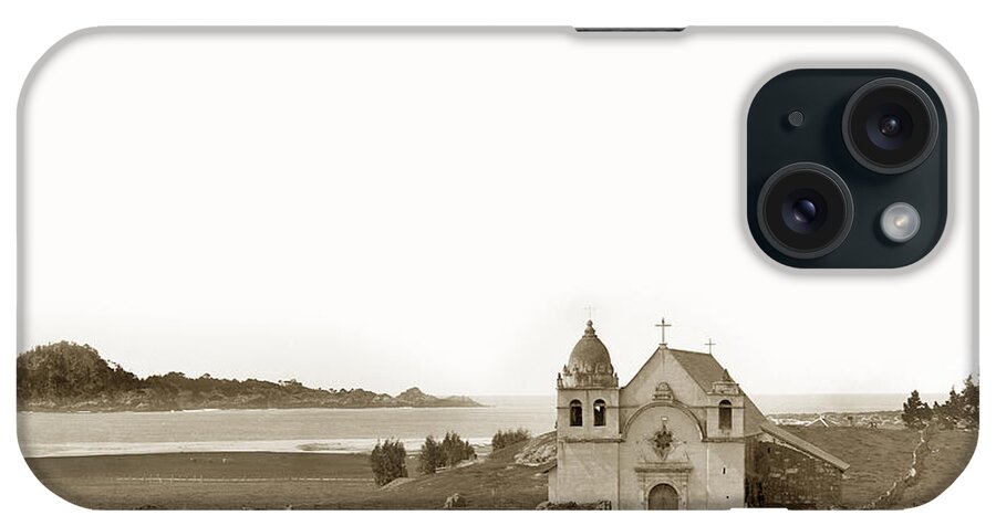 Carmel Mission iPhone Case featuring the photograph Early Carmel Mission and Point Lobos California circa 1884 by Monterey County Historical Society