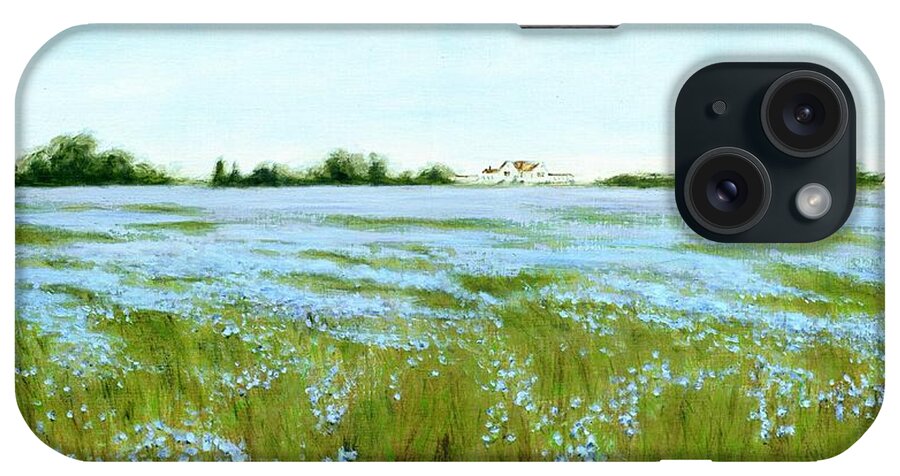 Maryland iPhone Case featuring the painting Eastern Shore Maryland Field Of Blue Flowers by G Linsenmayer