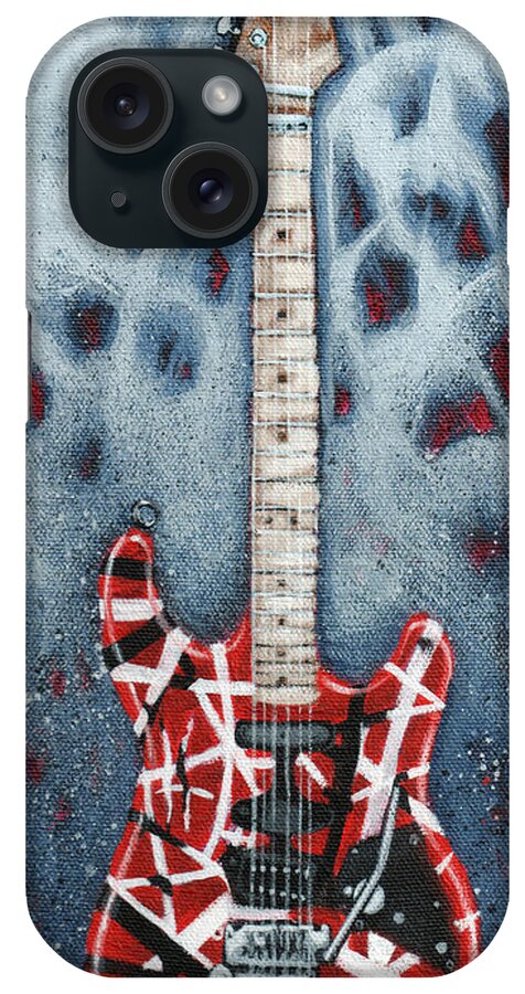 Guitar iPhone Case featuring the painting Eddie's Frankenstrat by Arturo Vilmenay