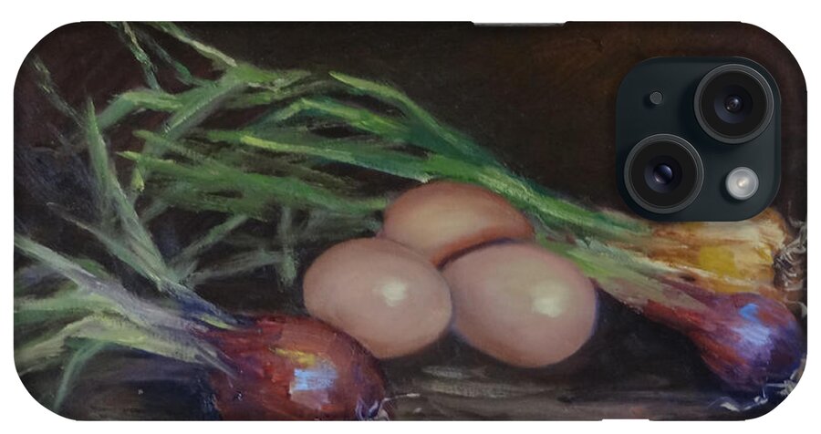 Eggs iPhone Case featuring the painting Eggs and Onions by Carol Berning