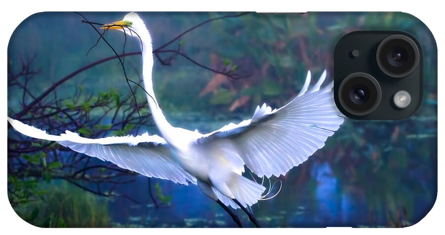 Great White Egret iPhone Case featuring the photograph Egret In the Mist by Mark Andrew Thomas