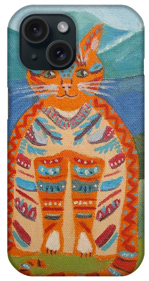 Red Cat iPhone Case featuring the painting Egyptian Don Juan by Vera Smith