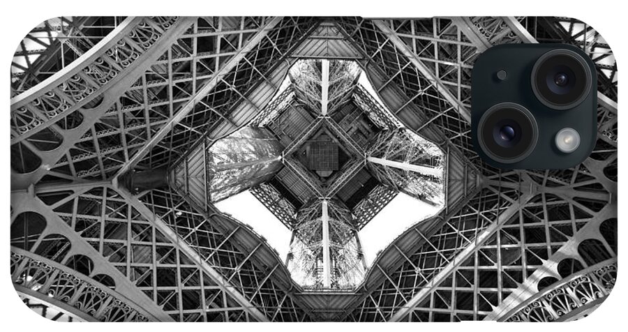 Paris iPhone Case featuring the photograph Eiffel tower abstract, view from below by Delphimages Paris Photography