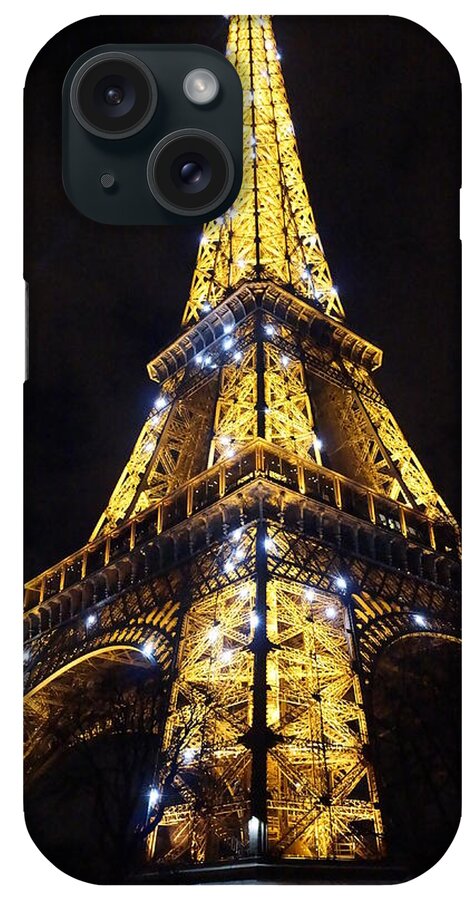 Paris Eiffel Tower Dark Lights Bright Beautiful Night France Spring Winter French City Europe iPhone Case featuring the photograph Eiffel Tower by ZaHra 