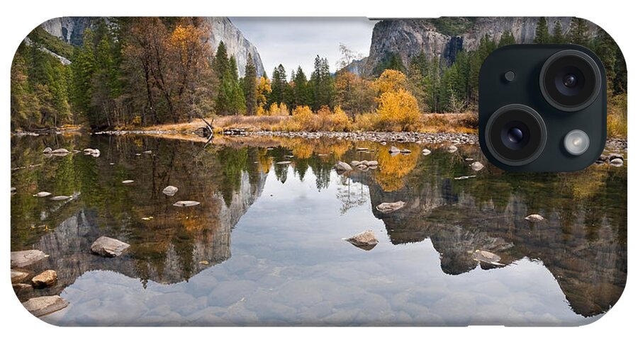 Autumn iPhone Case featuring the photograph El Capitan Reflected in the Merced River by Jeff Goulden